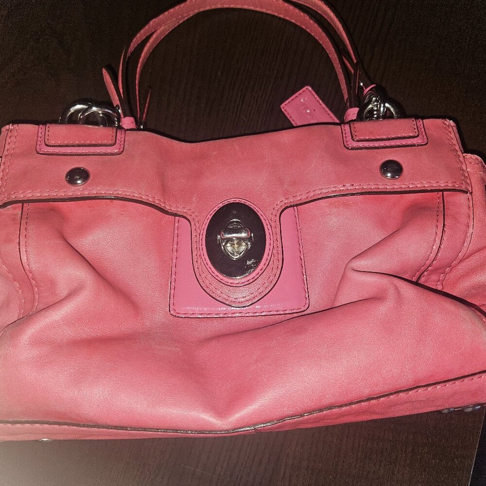 Pink Leather Coach Peyton Carryall